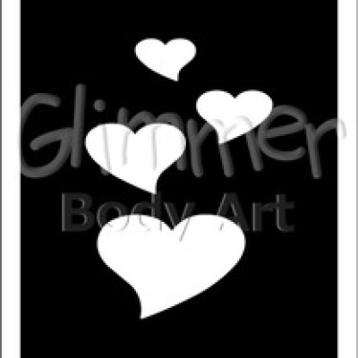Glitter tattoo 034 Cascading Hearts Pack Of 5 